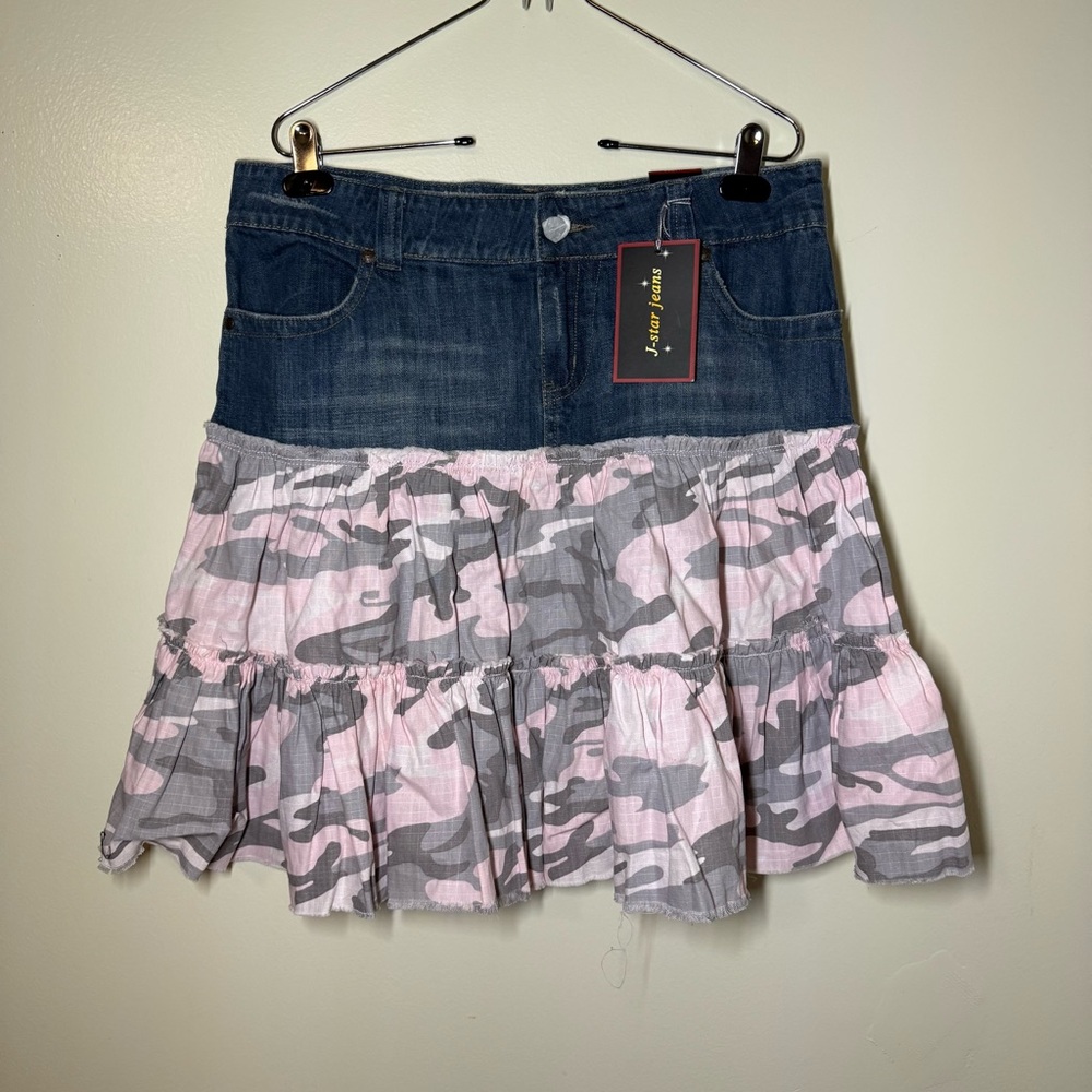 NWT Jean and Camouflage Y2K Mini Skirt